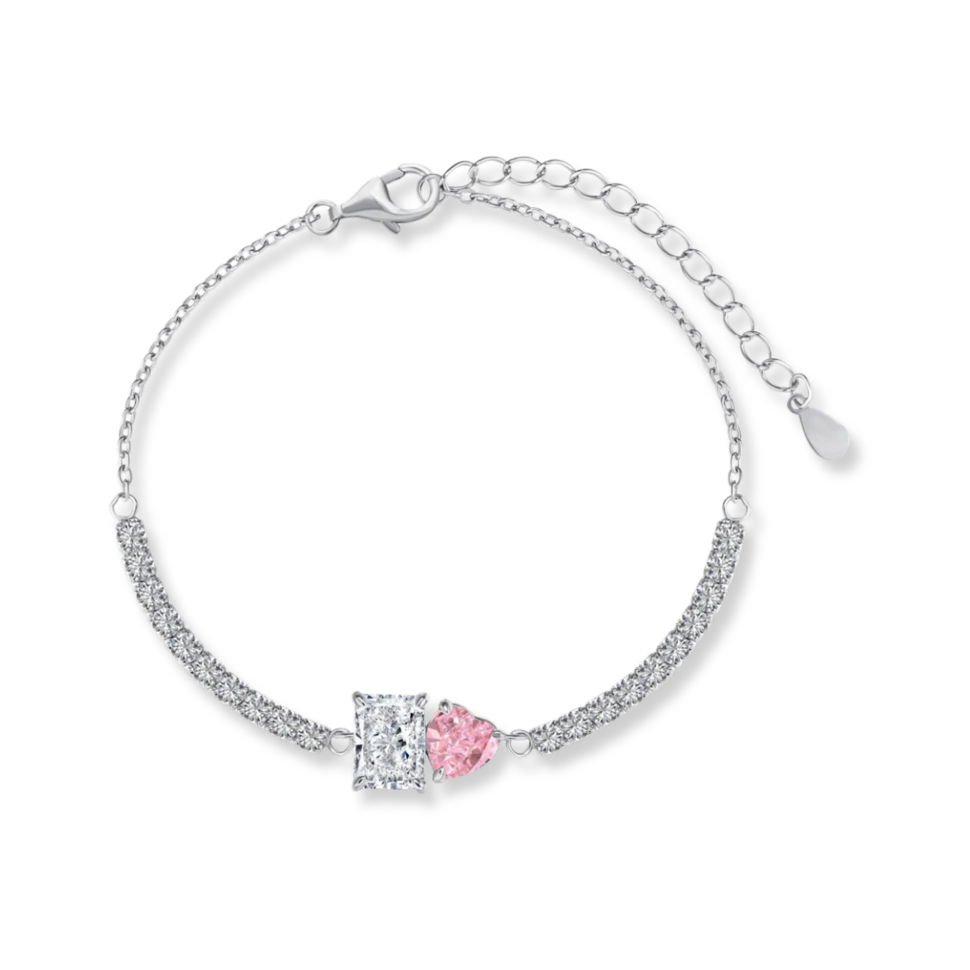 Radiant & Pink Heart Duo Bracelet