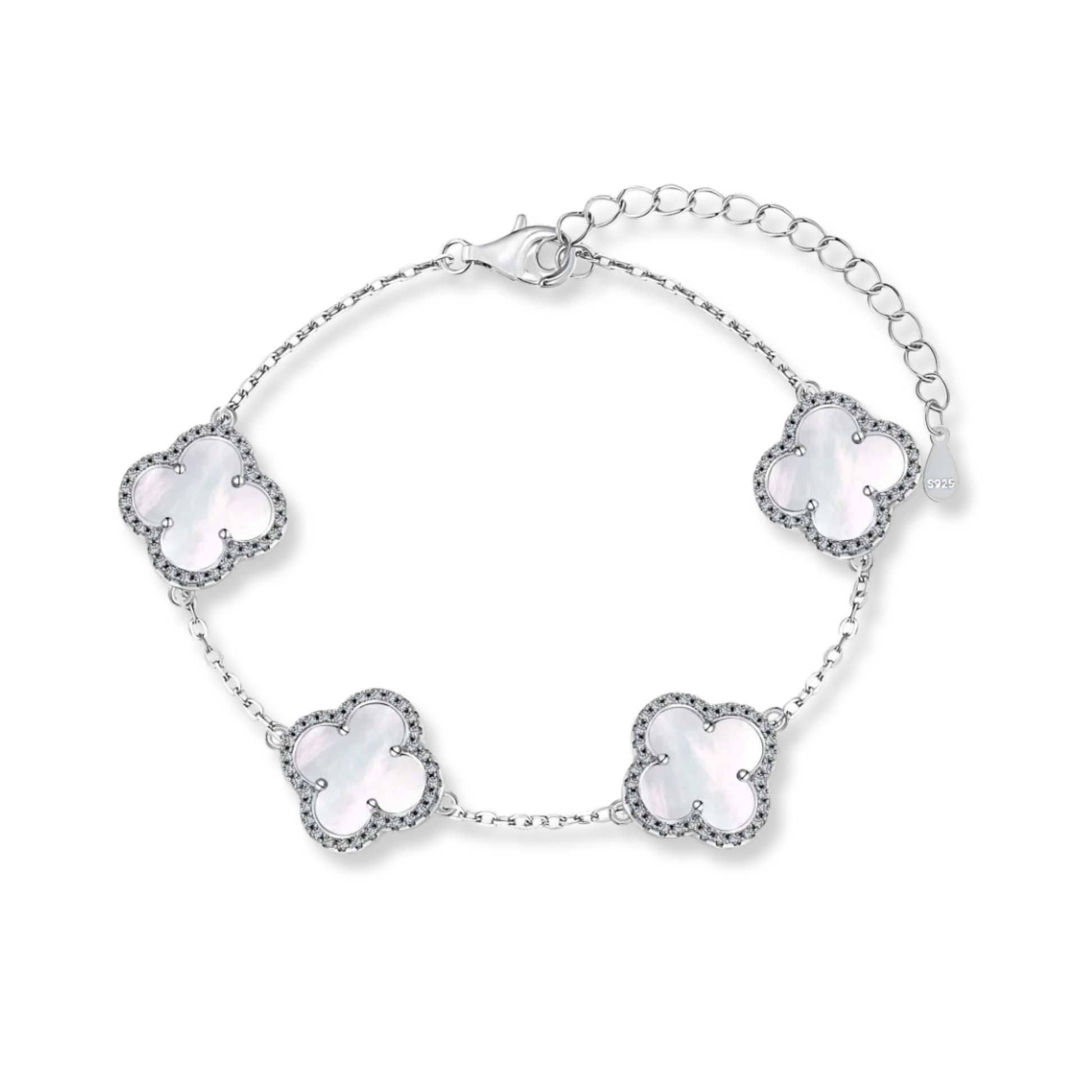 Mother-of-Pearl Pave Clover Bracelet