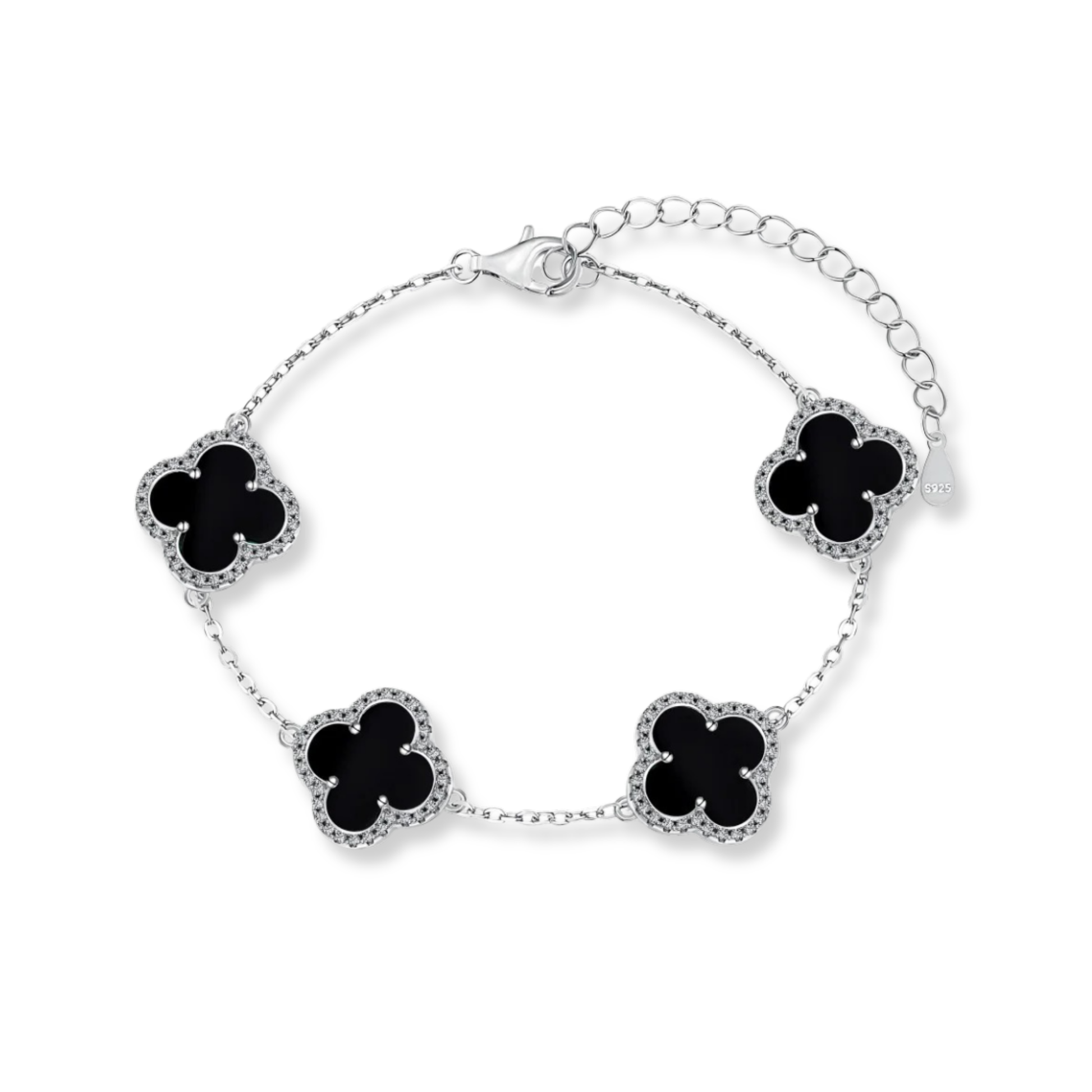 Black Onyx Pave Clover Bracelet