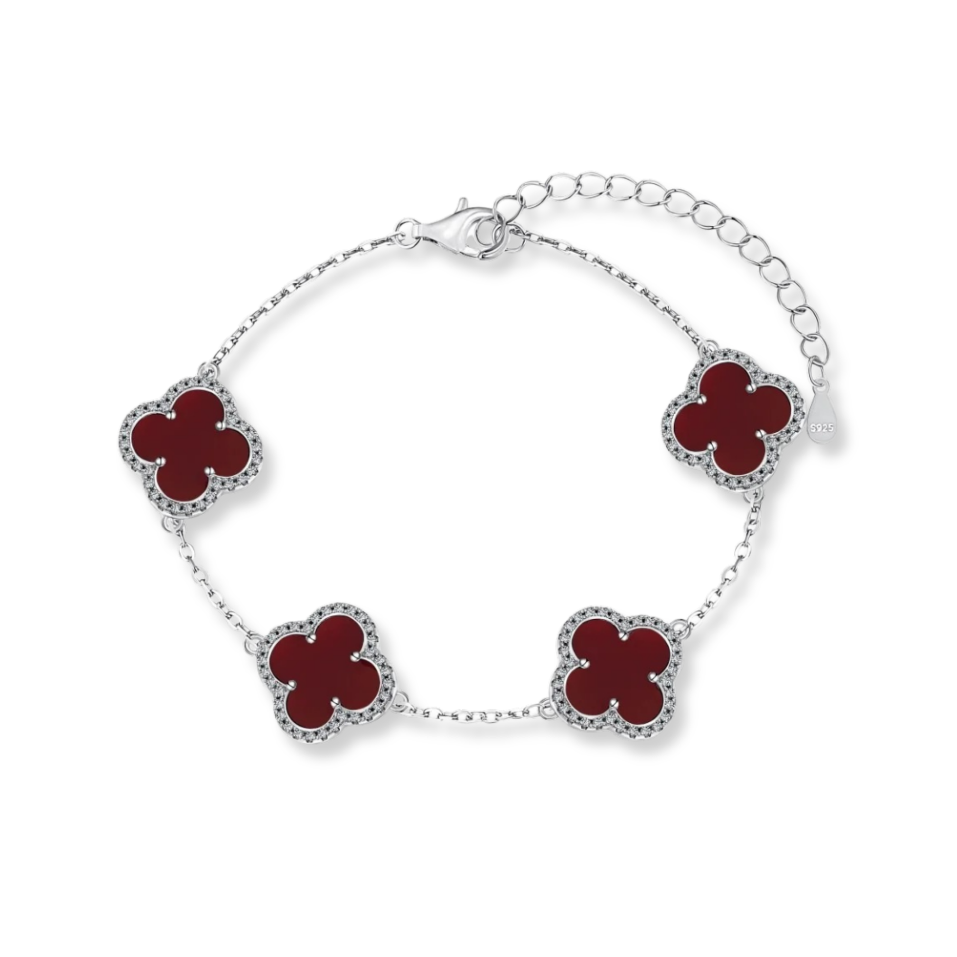 Ruby Pave Clover Bracelet