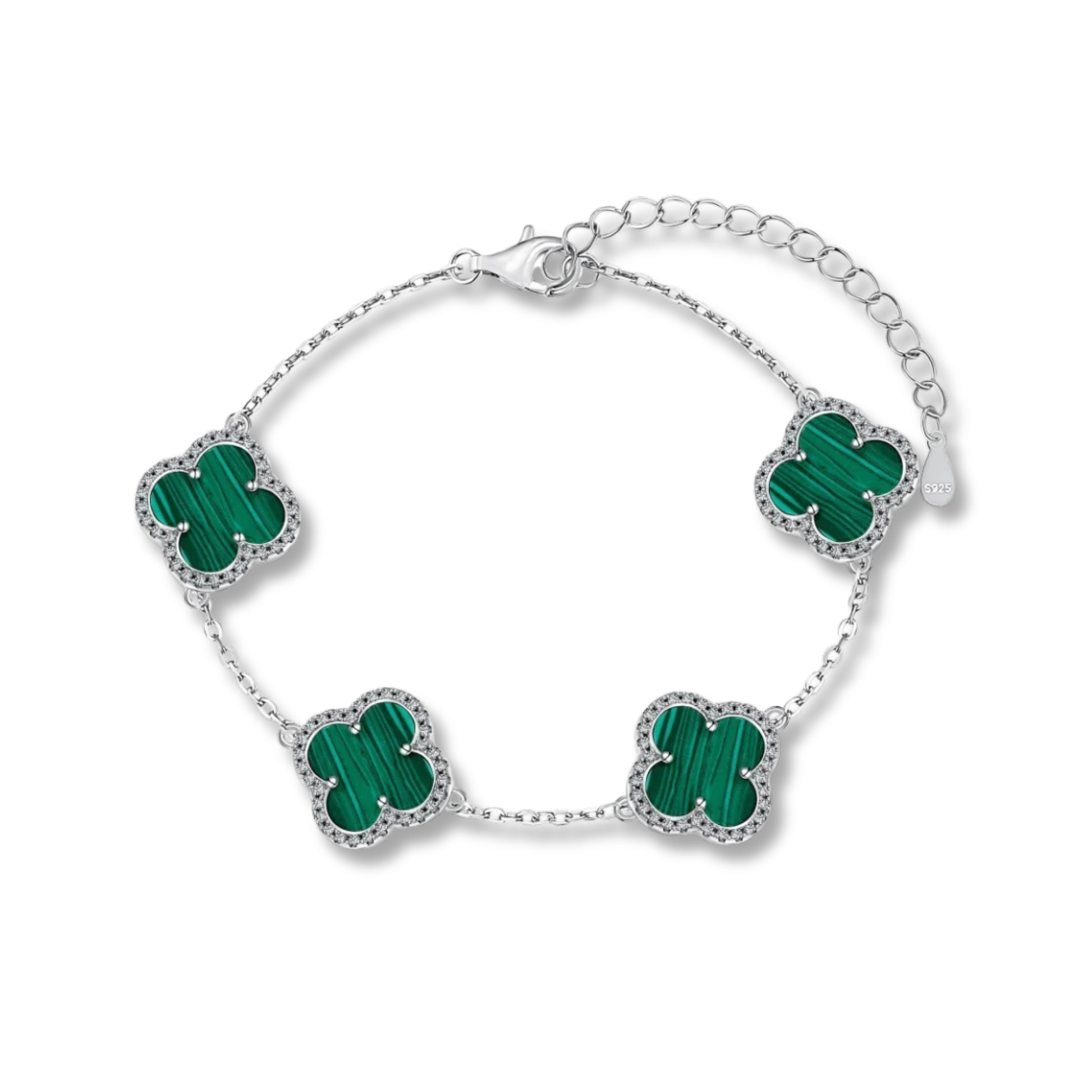 Malachite Pave Clover Bracelet