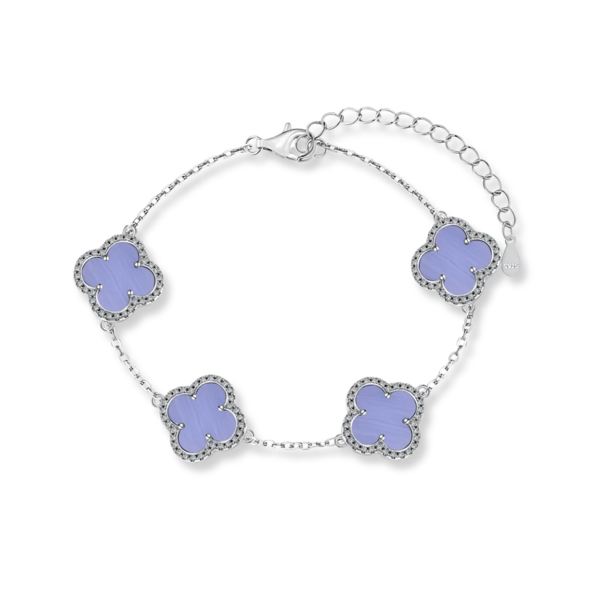 Chalcedony Pave Clover Bracelet