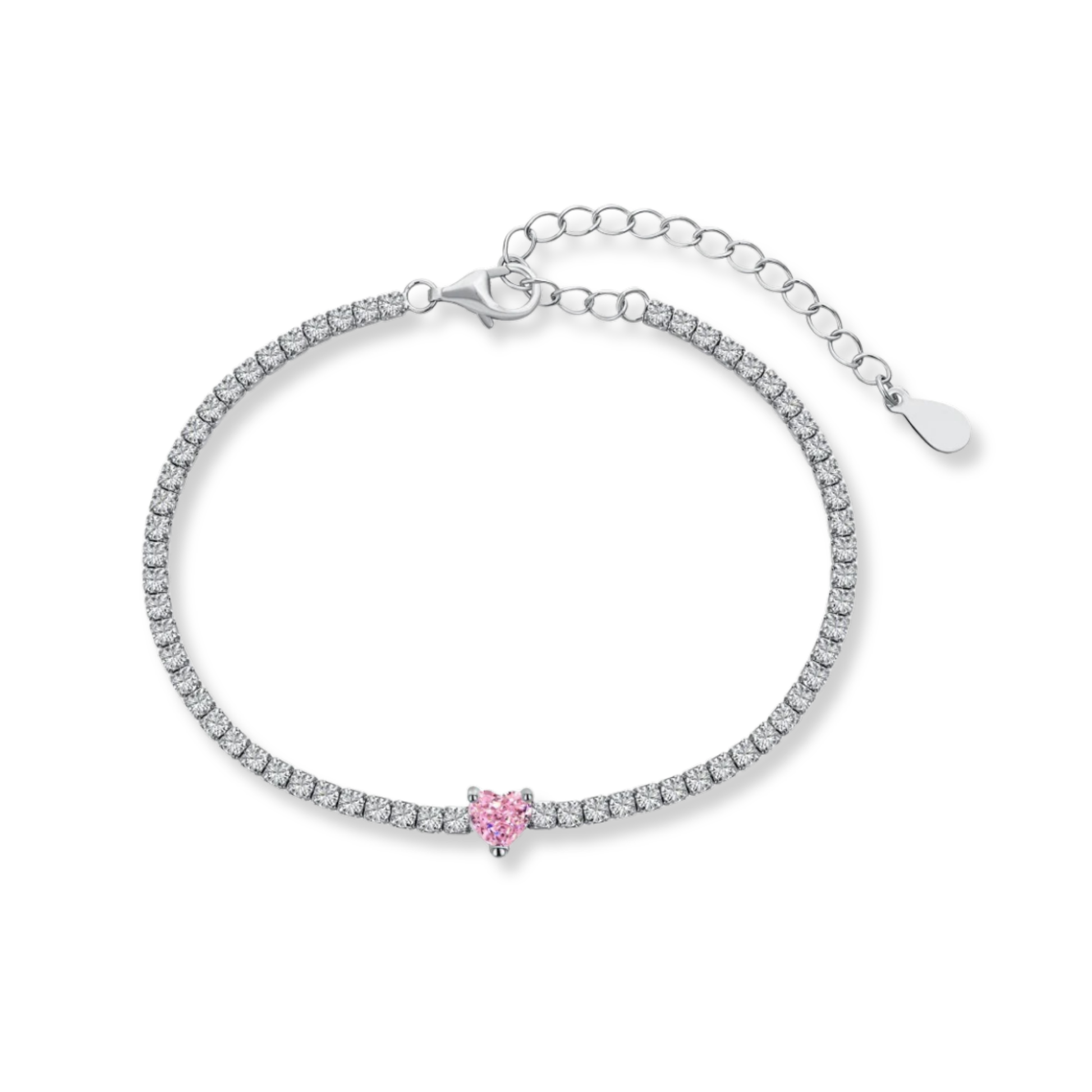 Petite Pink Heart Tennis Bracelet