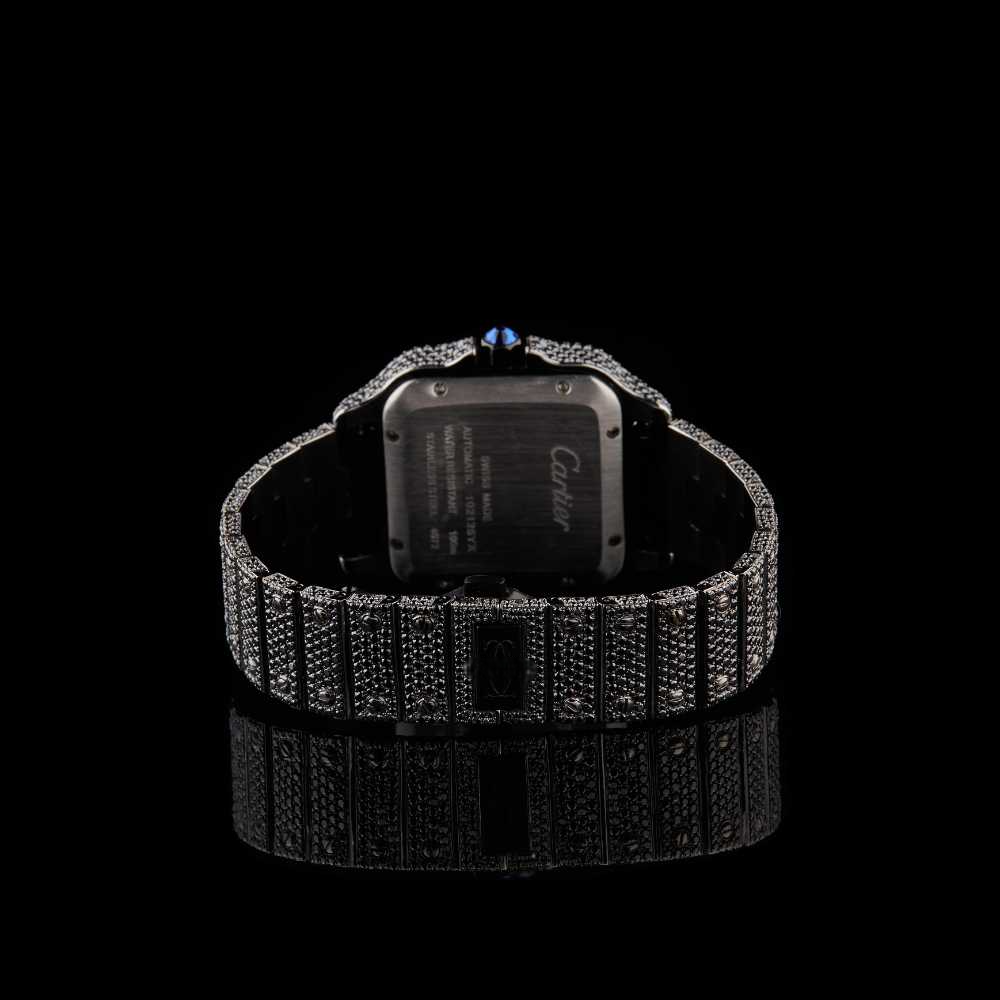 Fully Iced Out Lab Diamond Santos Watch