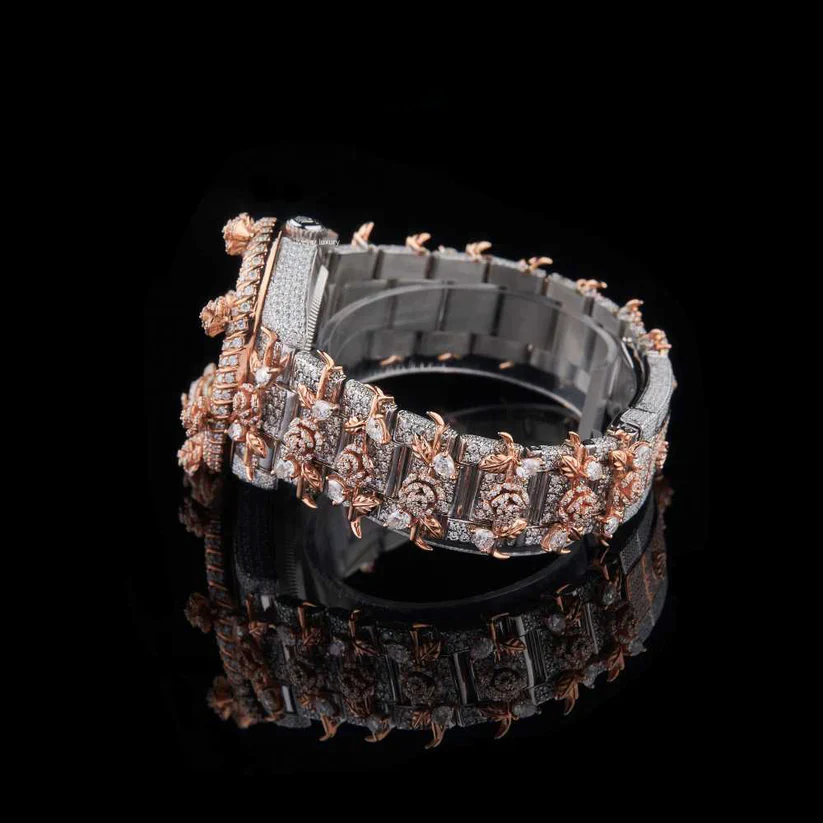 Fully Iced Out Custom Moissanite Datejust Rose Gold