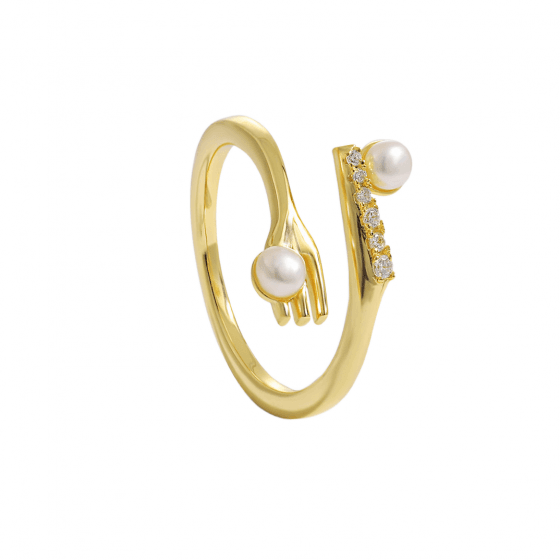 Pearl & Pave Open Ring - Aventus