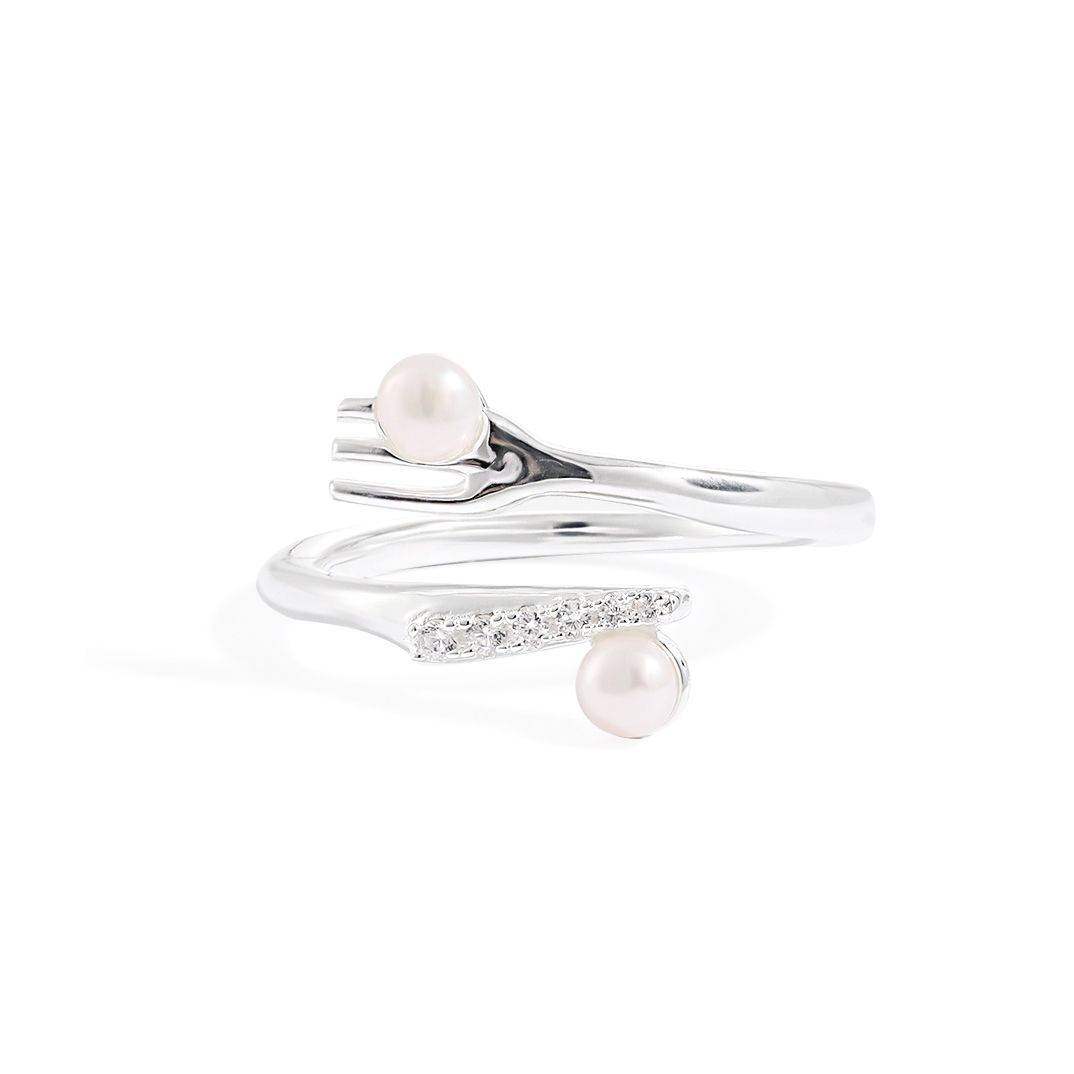 Pearl & Pave Open Ring - Aventus