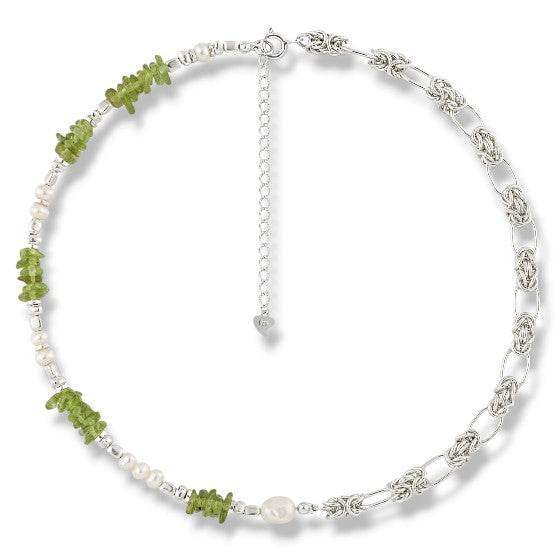 Natural Pearl Peridot Patchwork Necklace - Aventus