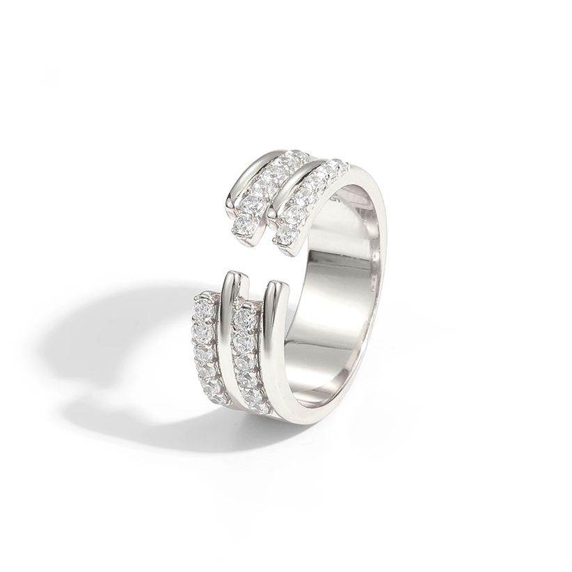 Gold Pave Tri-Band Ring - Aventus