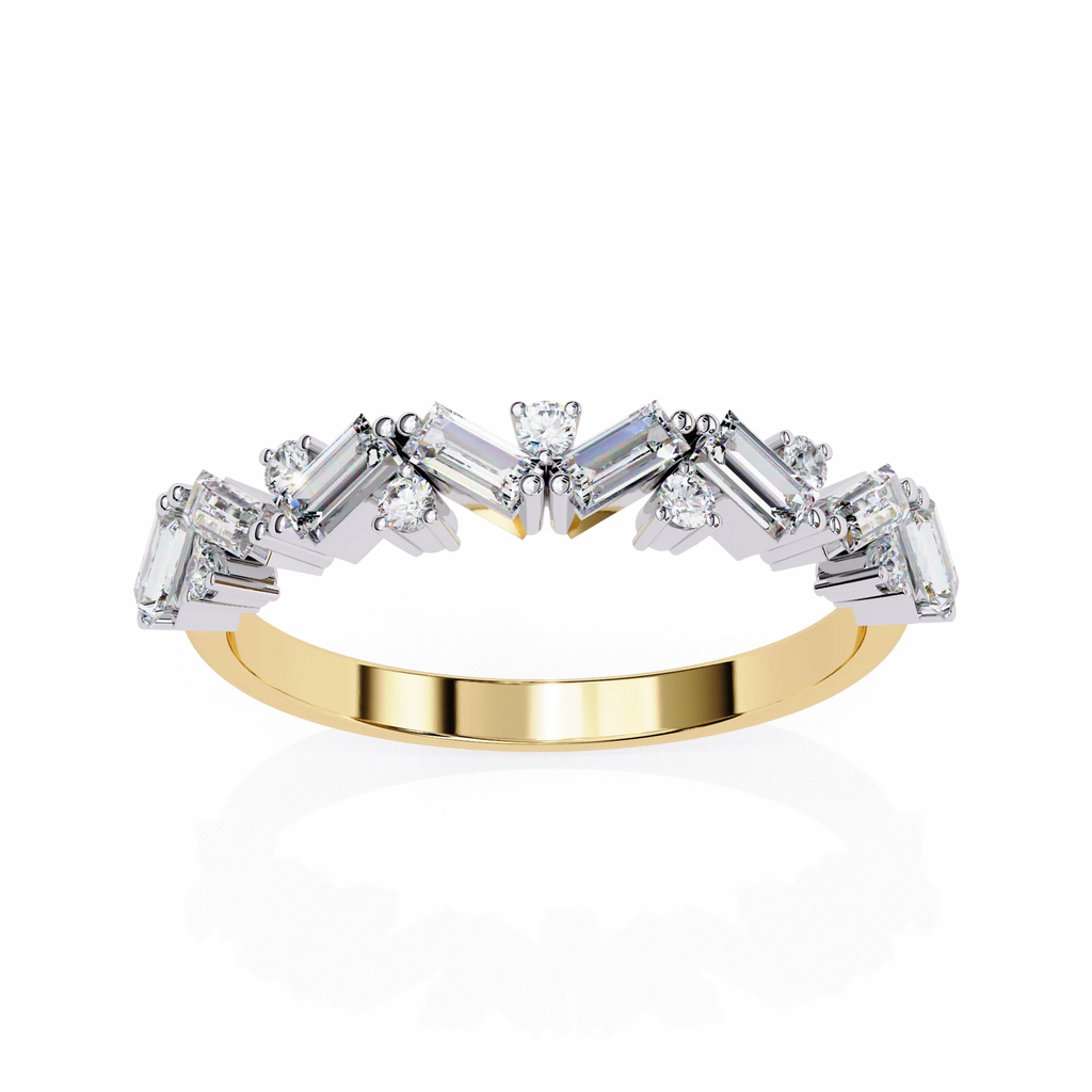 Moissanite Diamond Ring with Butterfly Wing Sparklers