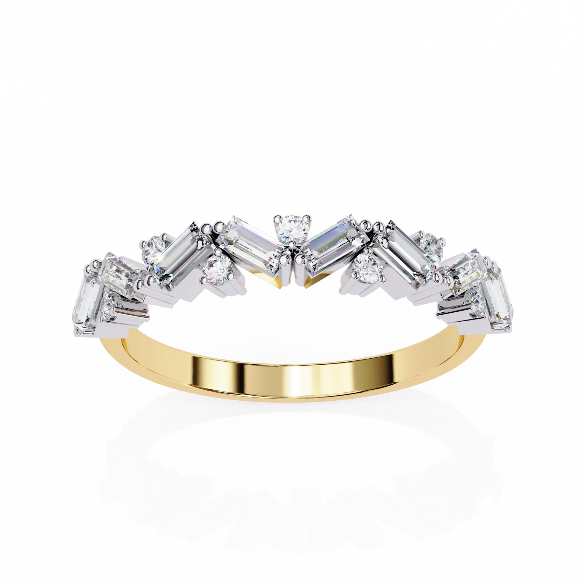 Moissanite Diamond Ring with Butterfly Wing Sparklers