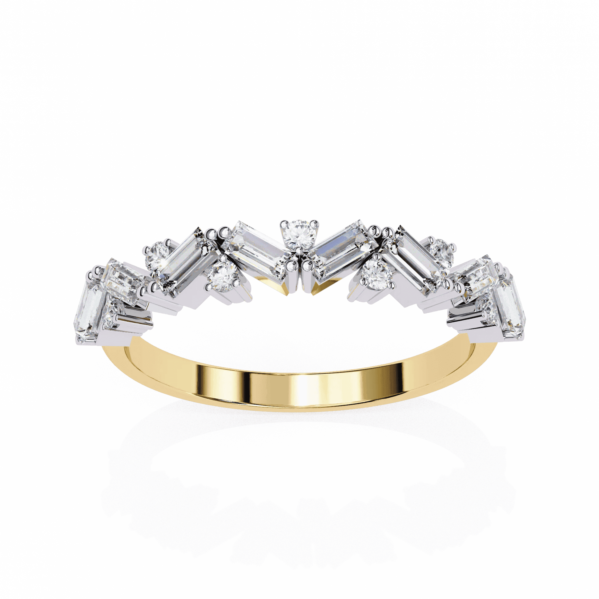 Moissanite Diamond Ring with Butterfly Wing Sparklers - Aventus
