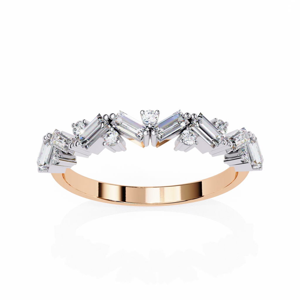 Moissanite Diamond Ring with Butterfly Wing Sparklers