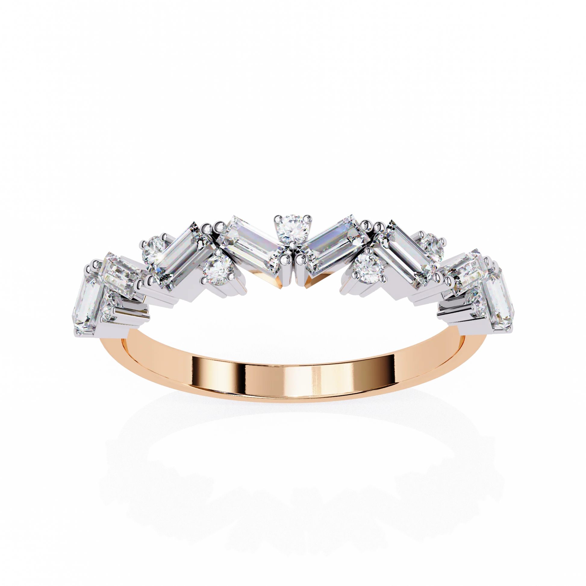 Moissanite Diamond Ring with Butterfly Wing Sparklers