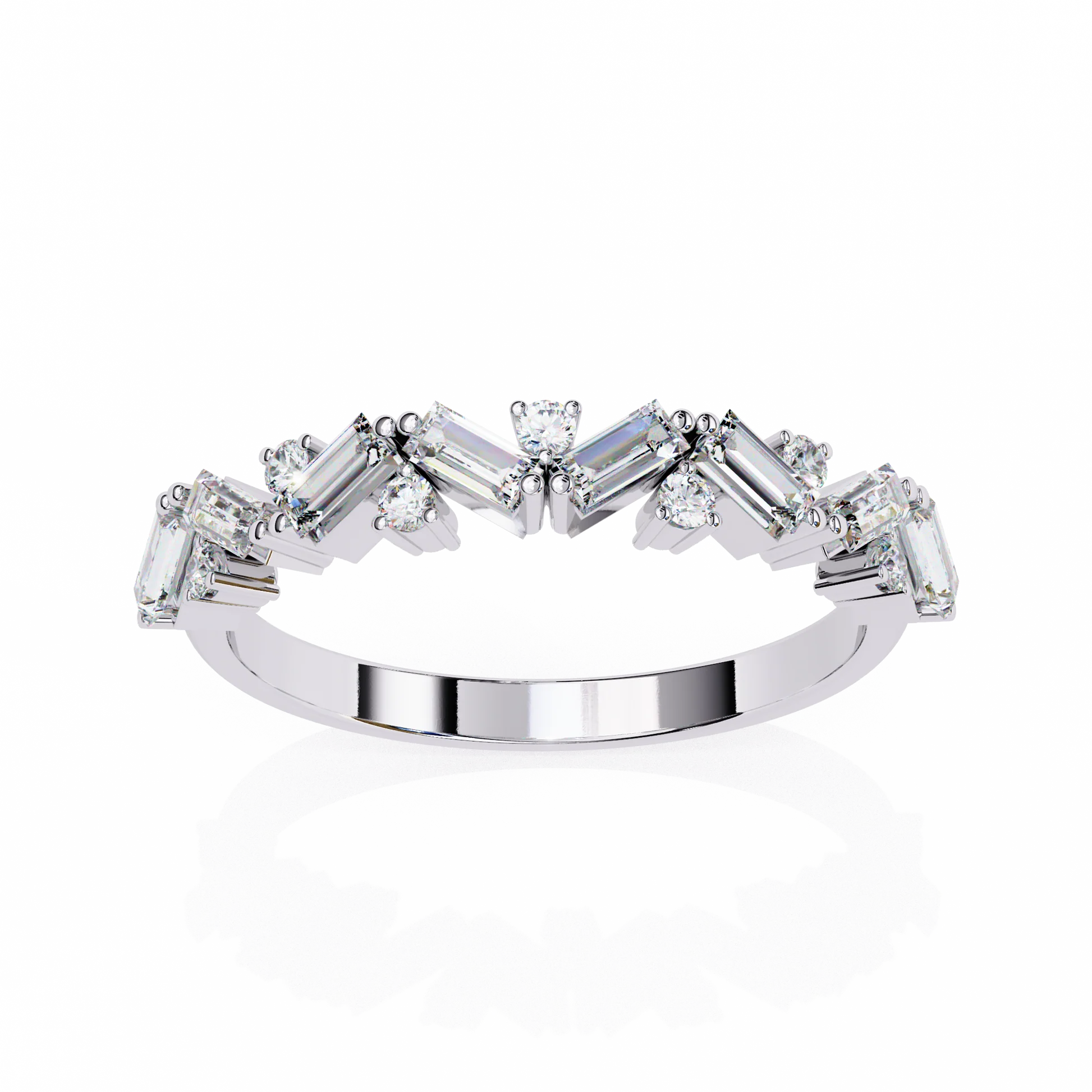 Moissanite Diamond Ring with Butterfly Wing Sparklers