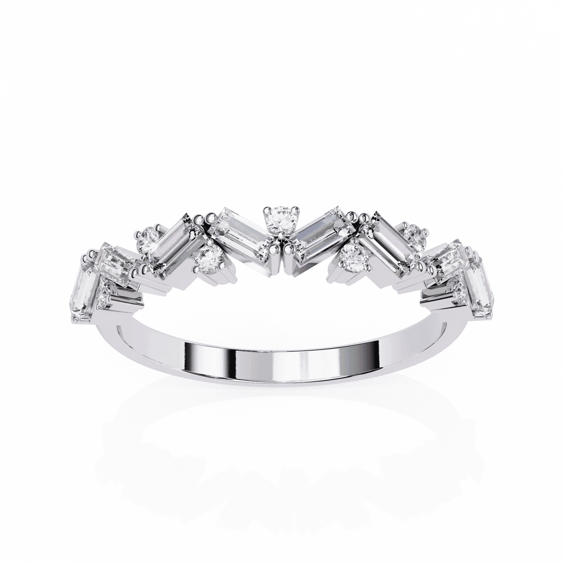 Moissanite Diamond Ring with Butterfly Wing Sparklers - Aventus