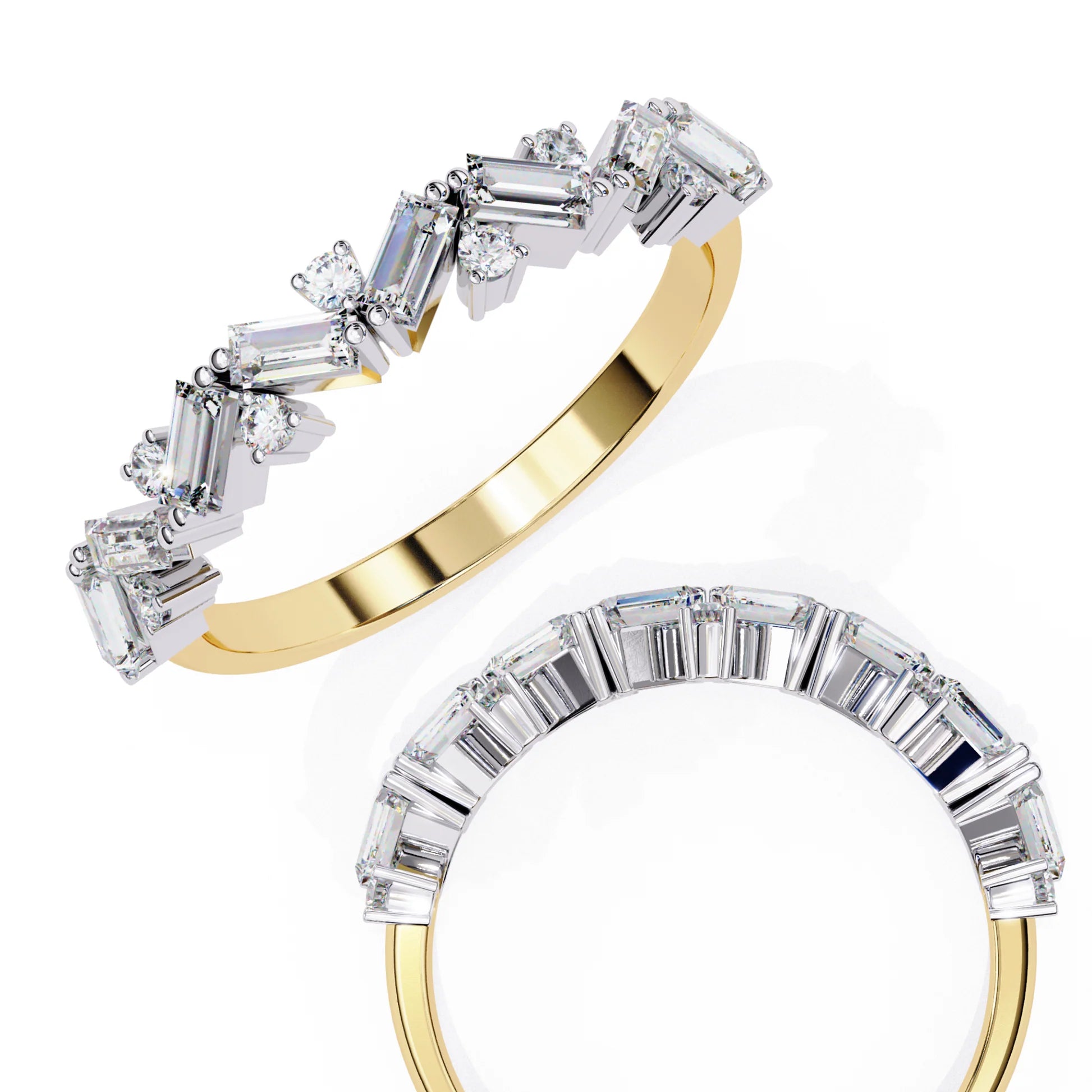 Moissanite Diamond Ring with Butterfly Wing Sparklers
