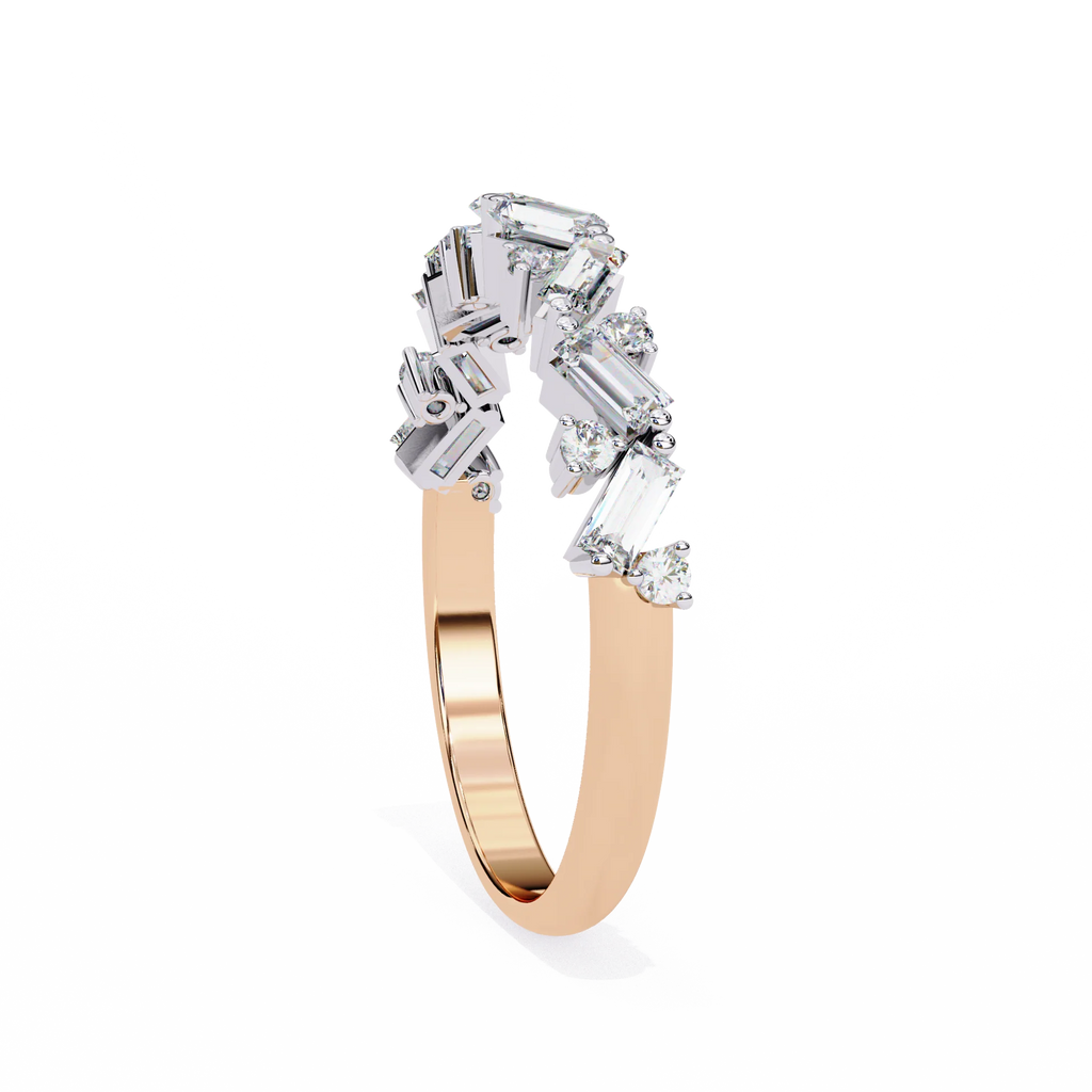 Moissanite Diamond Ring with Butterfly Wing Sparklers