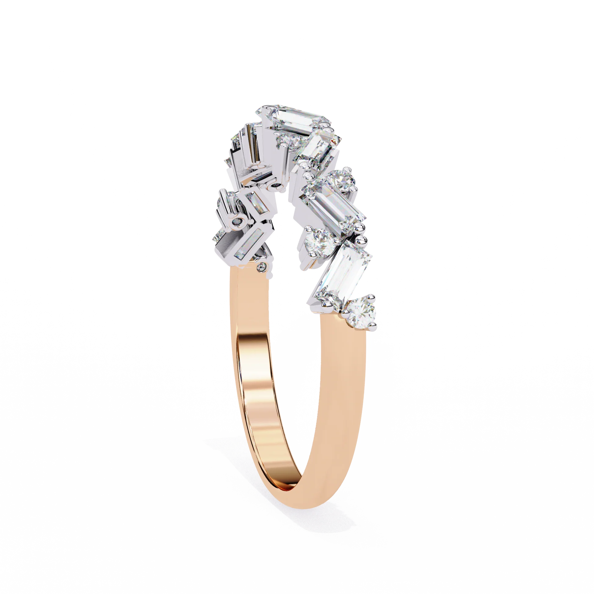 Moissanite Diamond Ring with Butterfly Wing Sparklers