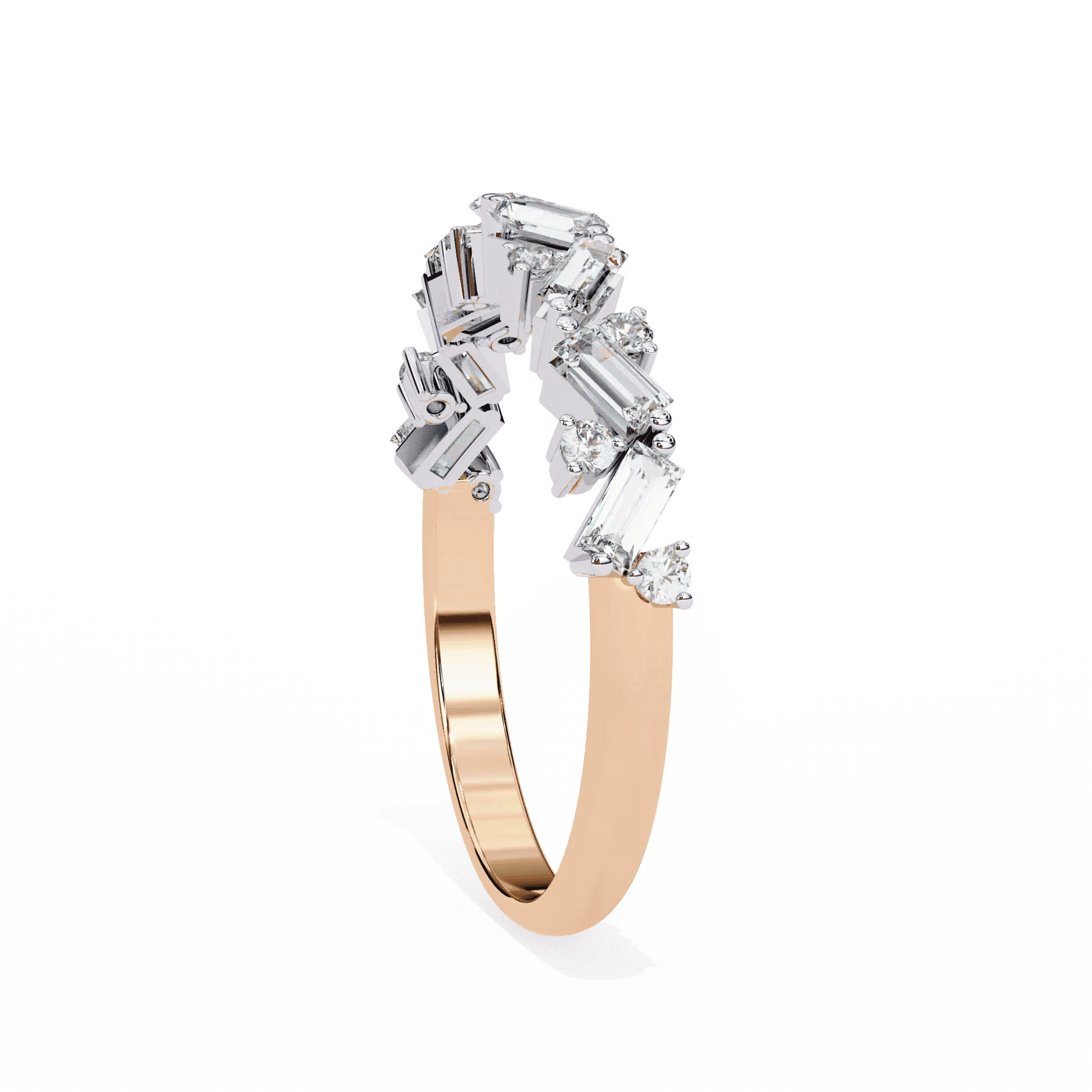 Moissanite Diamond Ring with Butterfly Wing Sparklers - Aventus