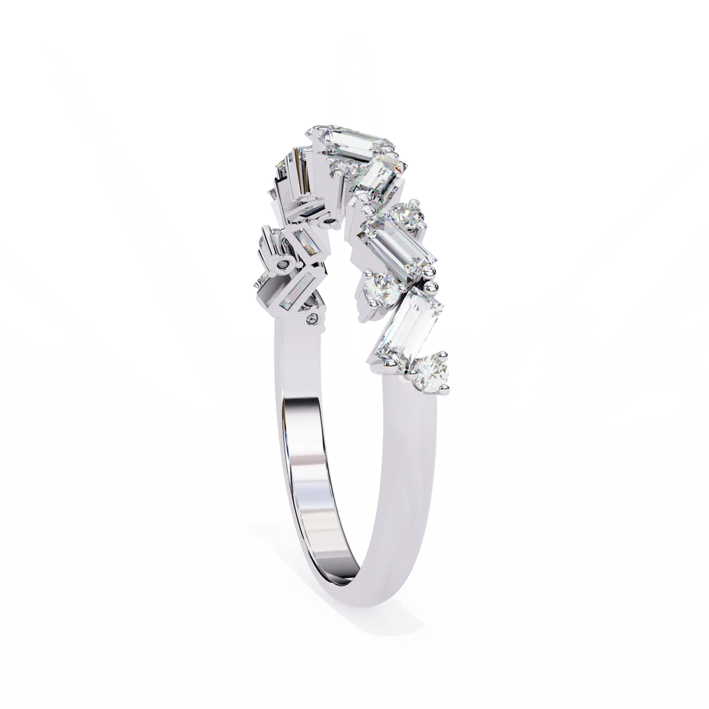 Moissanite Diamond Ring with Butterfly Wing Sparklers