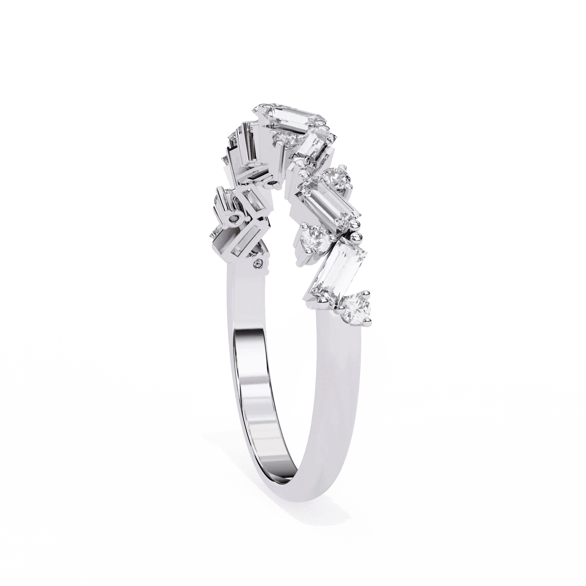 Moissanite Diamond Ring with Butterfly Wing Sparklers - Aventus