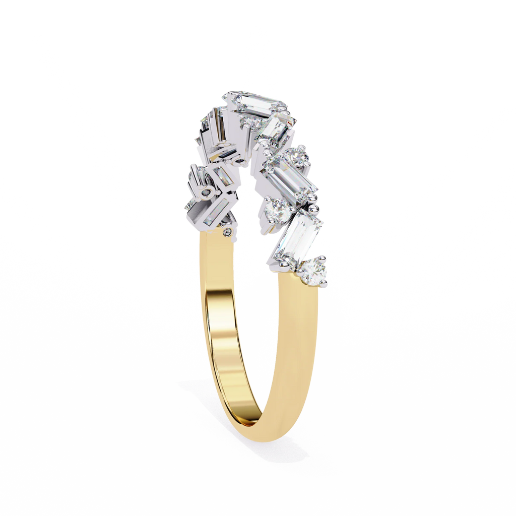 Moissanite Diamond Ring with Butterfly Wing Sparklers