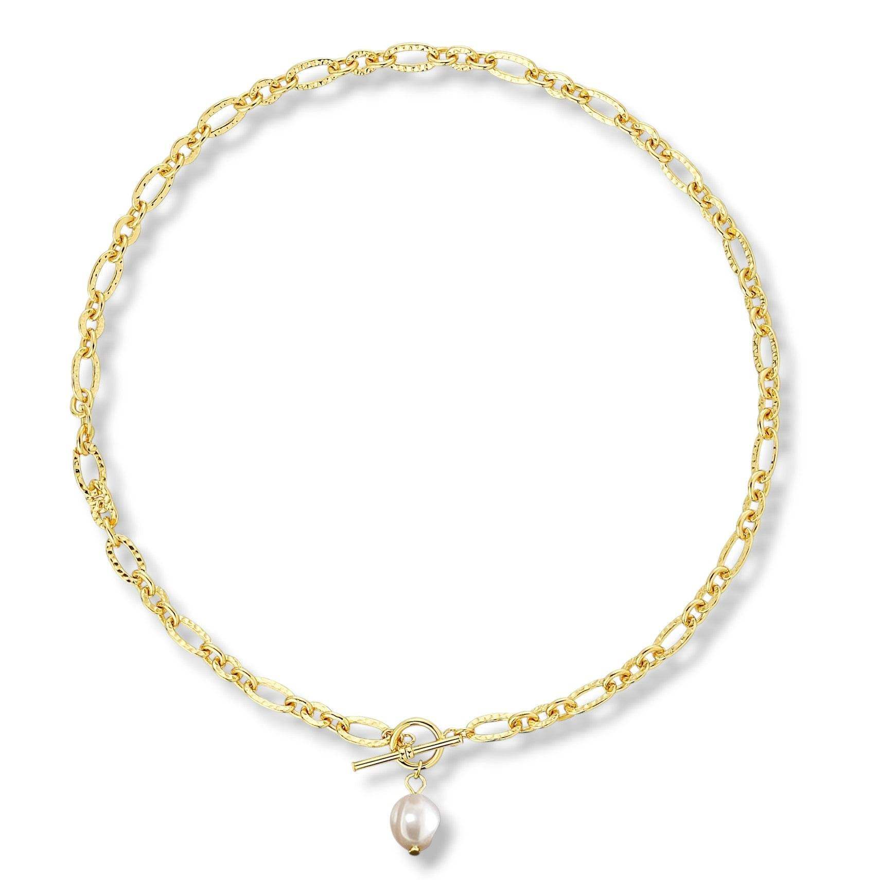 Natural Pearl Oval Chain Necklace - Aventus