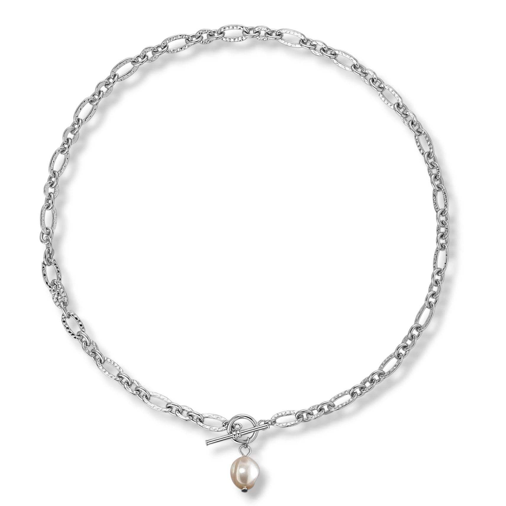 Natural Pearl Oval Chain Necklace - Aventus