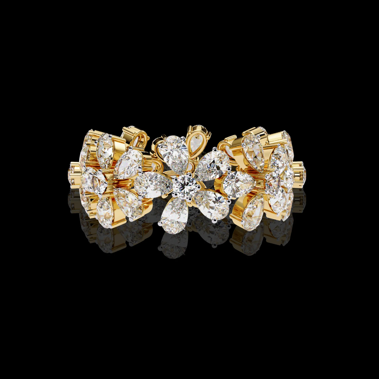 Engagement Ring Gold & Moissanite Diamond Bridal Jewelry