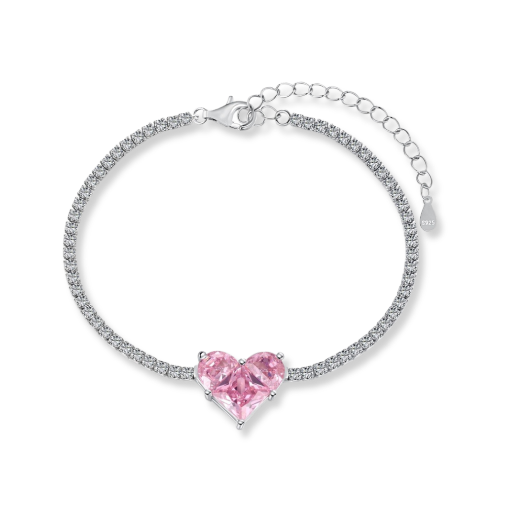 Pink Heart Tennis Bracelet