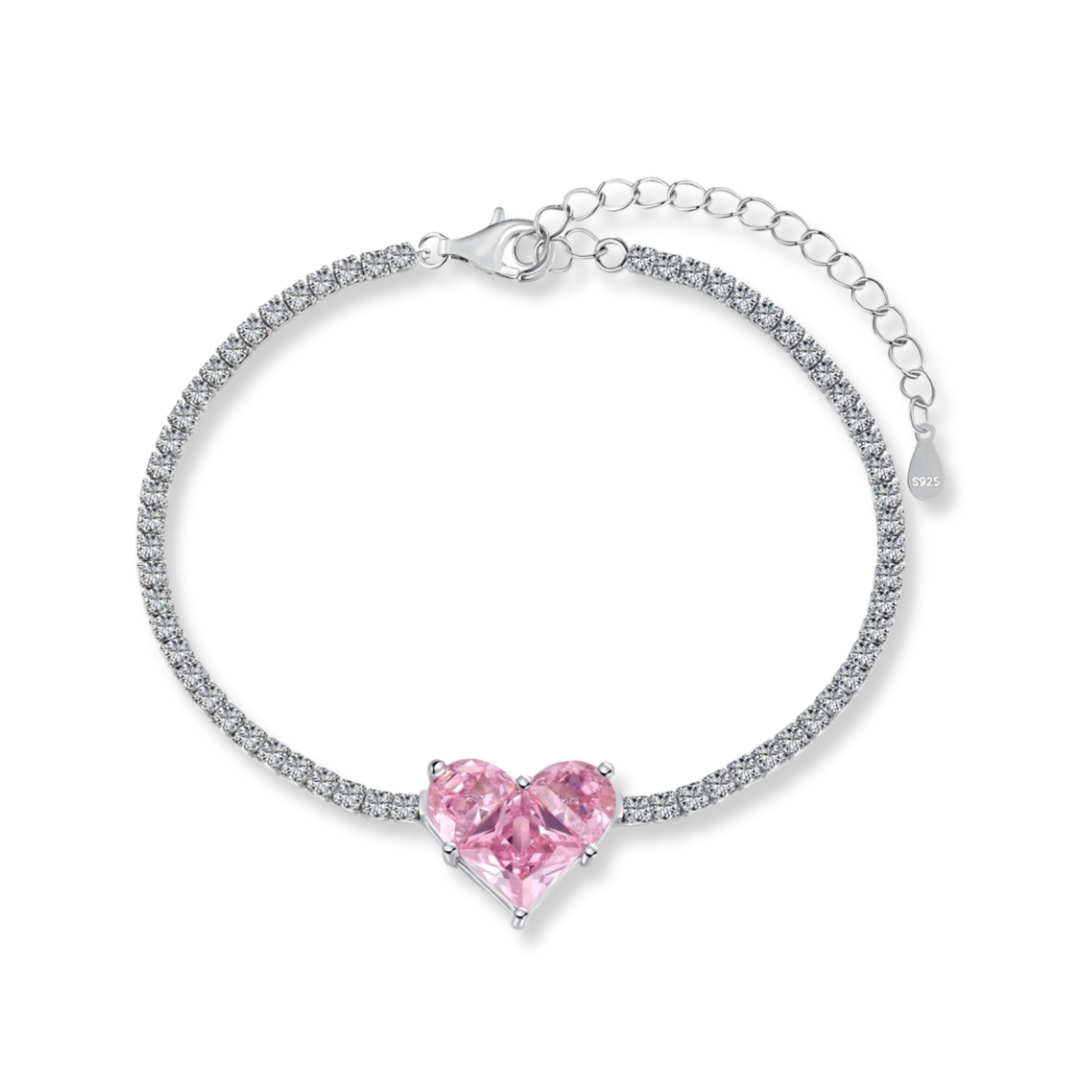 Pink Heart Tennis Bracelet