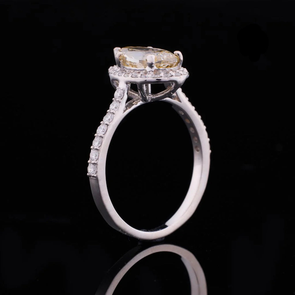 2 Carat Pear Cut Moissanite Wedding Ring – Iced Out Band in 925 Silver