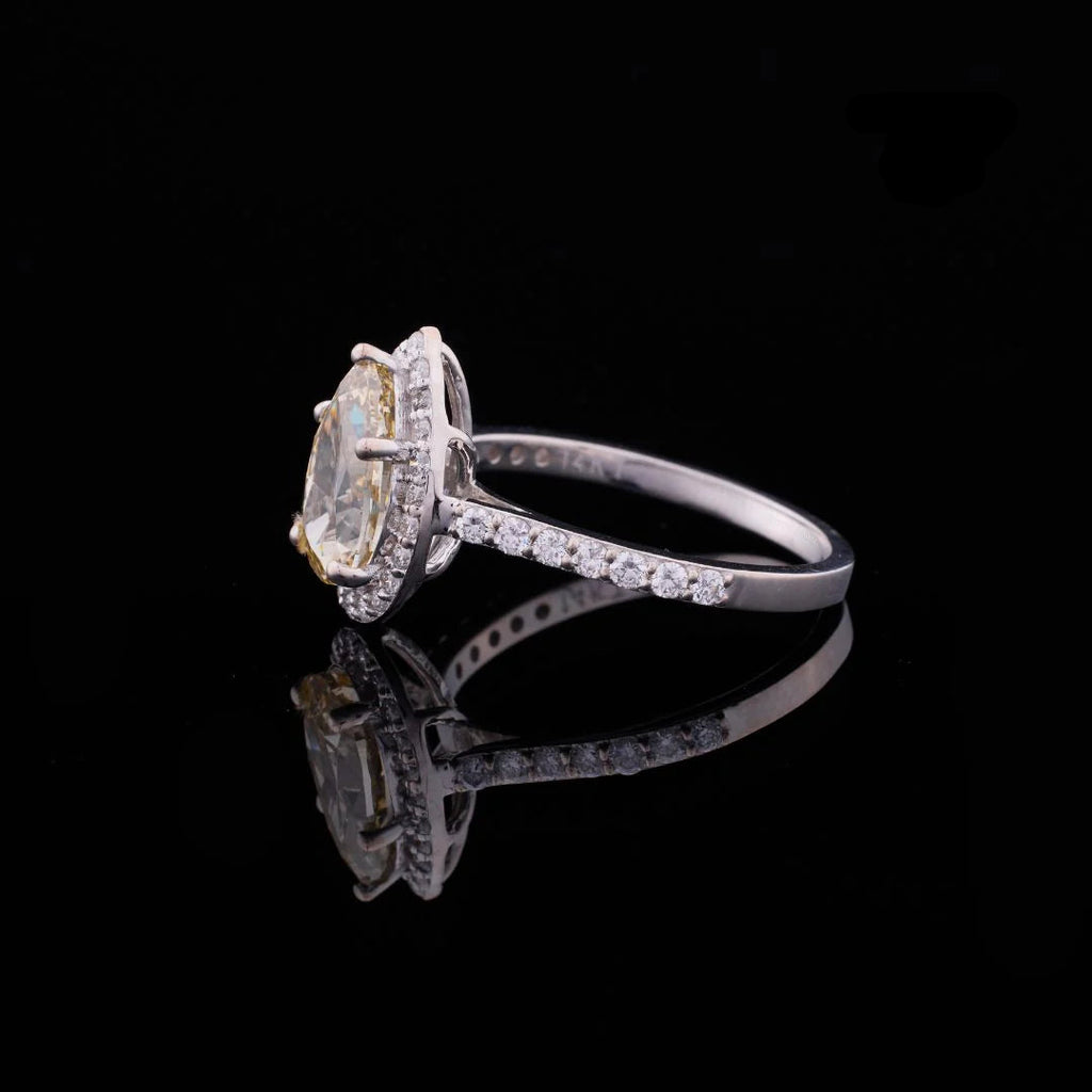 2 Carat Pear Cut Moissanite Wedding Ring – Iced Out Band in 925 Silver