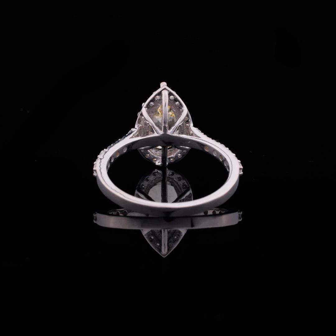 2 Carat Pear Cut Moissanite Wedding Ring – Iced Out Band in 925 Silver - Aventus
