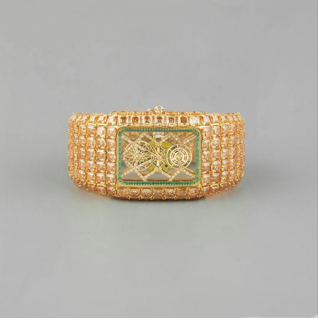 Fully Iced Out Billionaire Bespoke Yellow Moissanite Watch