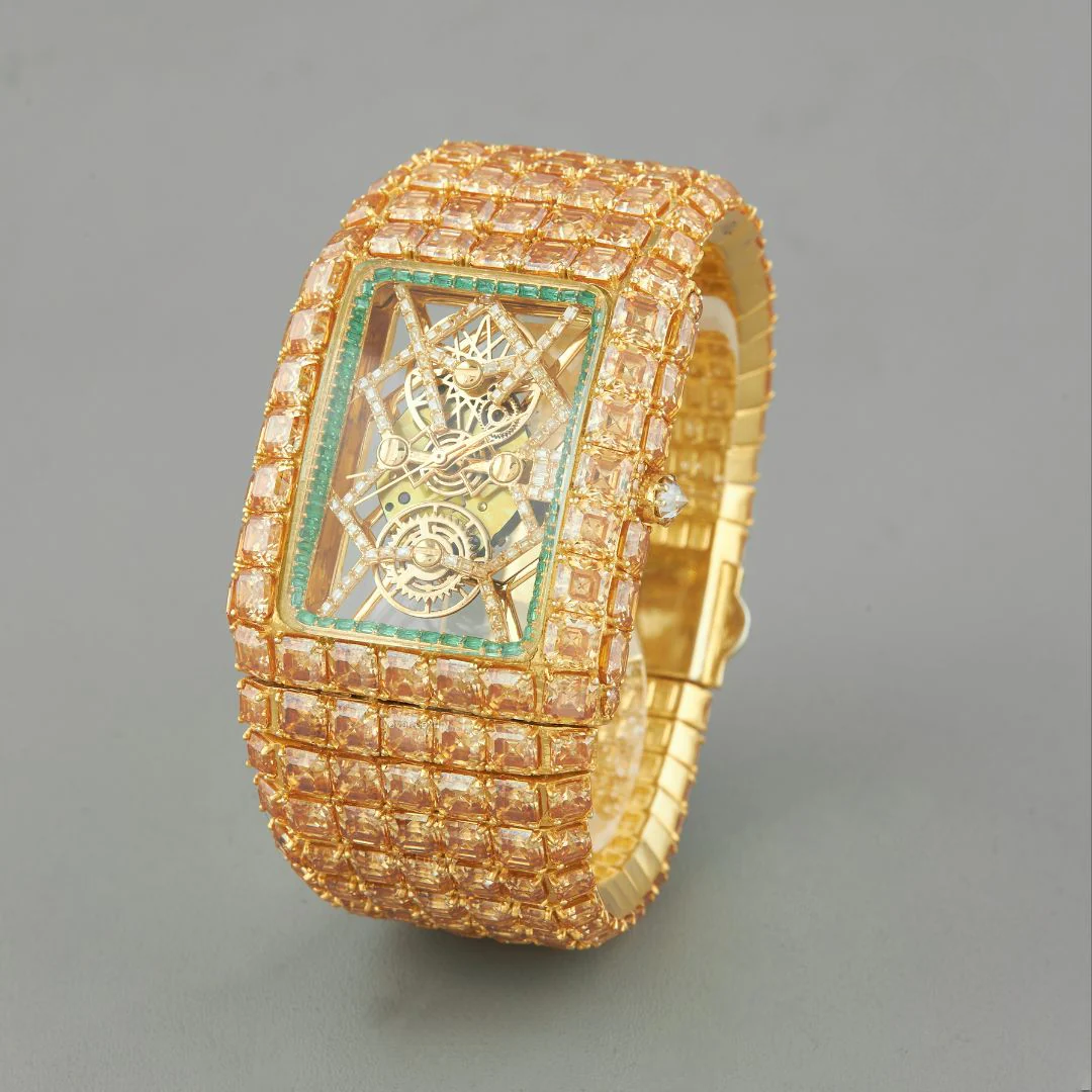 Fully Iced Out Billionaire Bespoke Yellow Moissanite Watch