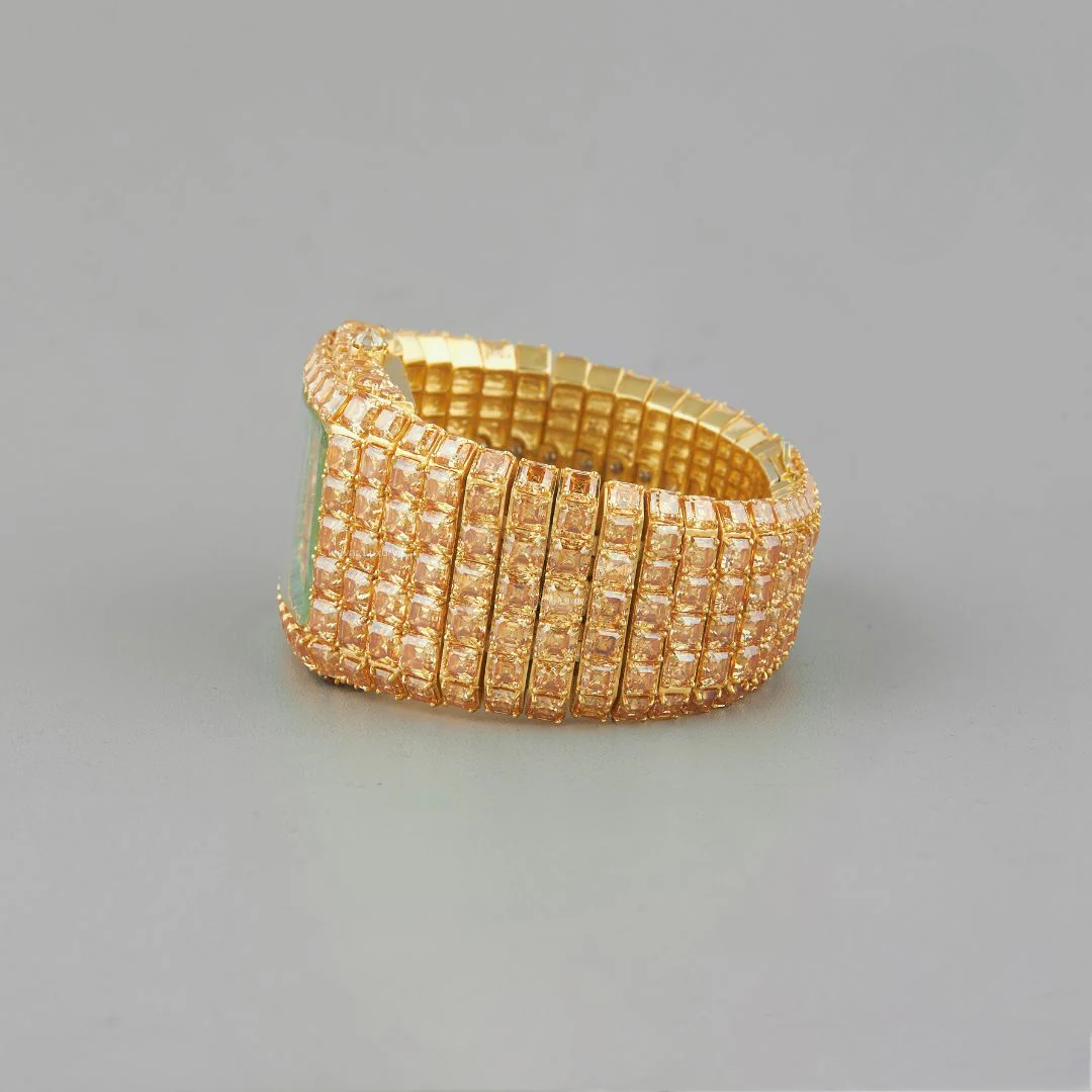 Fully Iced Out Billionaire Bespoke Yellow Moissanite Watch