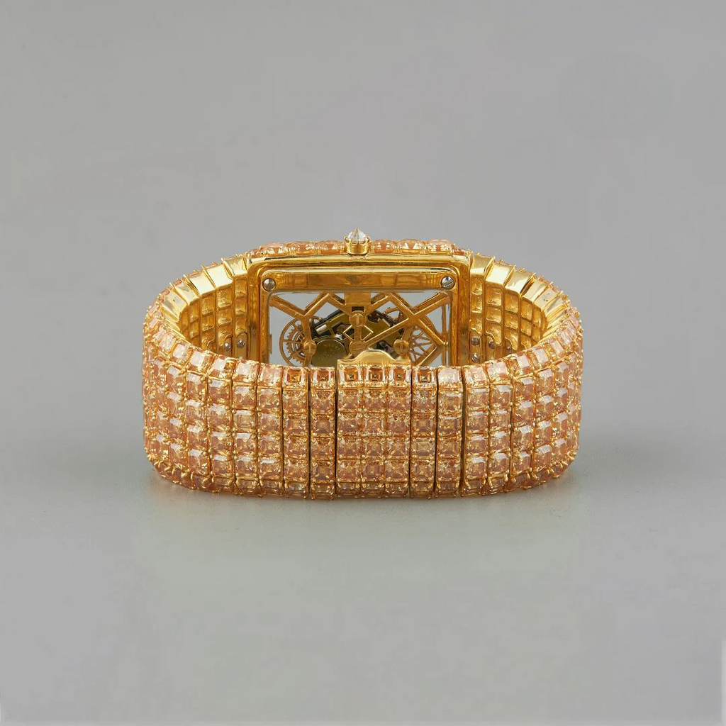 Fully Iced Out Billionaire Bespoke Yellow Moissanite Watch