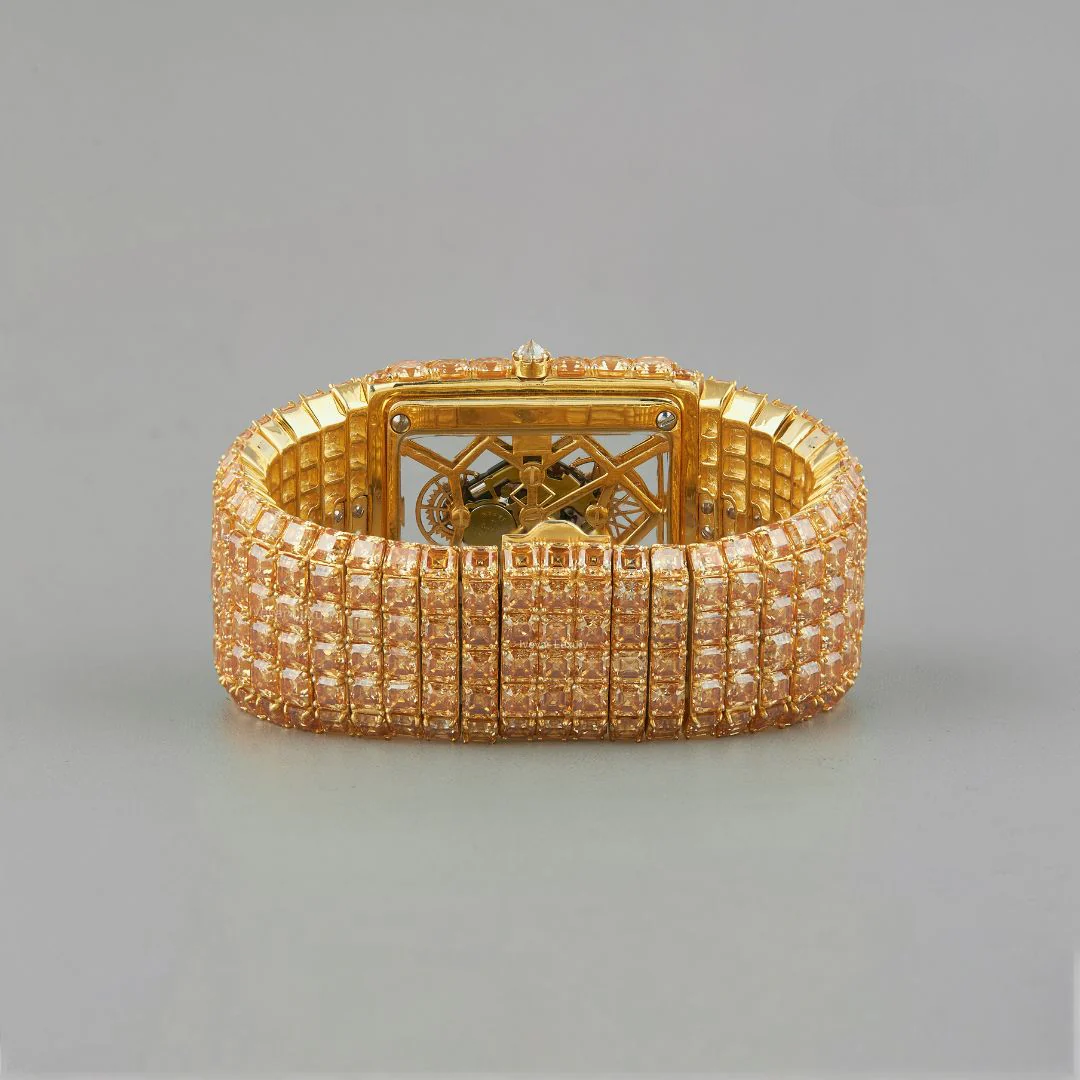 Fully Iced Out Billionaire Bespoke Yellow Moissanite Watch