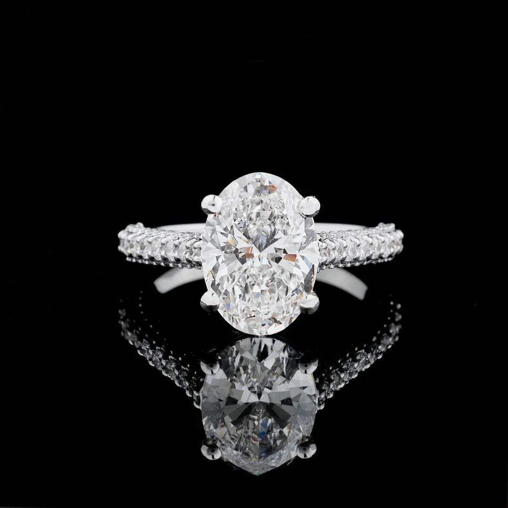 3 Carat Oval Cut Moissanite Engagement Ring – D Color VVS Diamond Alternative - Aventus