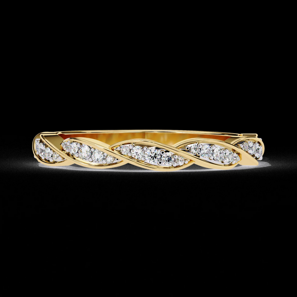 Small Vintage Moissanite Diamond Engagement Ring Dainty Gold Band
