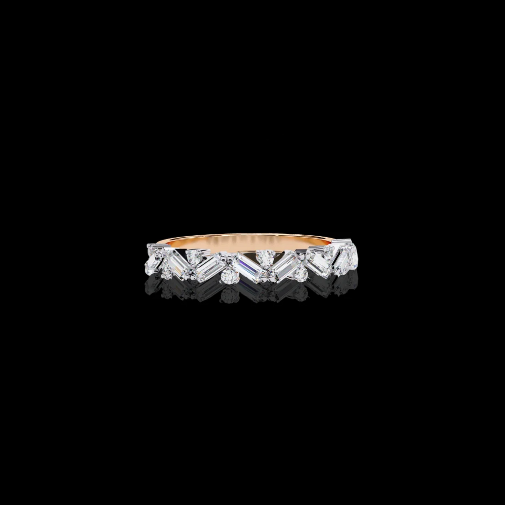 Moissanite Diamond Ring with Butterfly Wing Sparklers