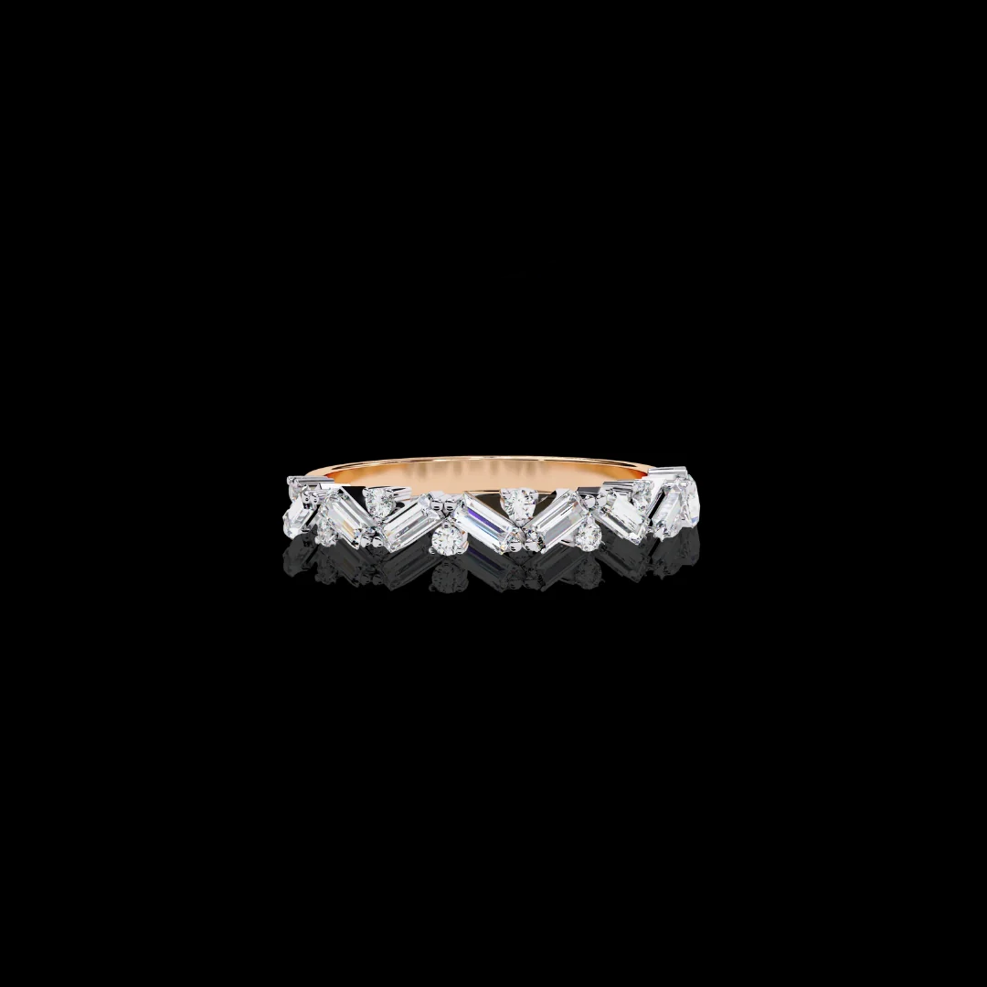 Moissanite Diamond Ring with Butterfly Wing Sparklers
