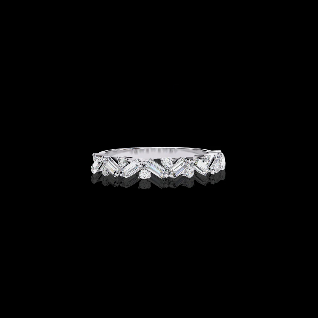 Moissanite Diamond Ring with Butterfly Wing Sparklers