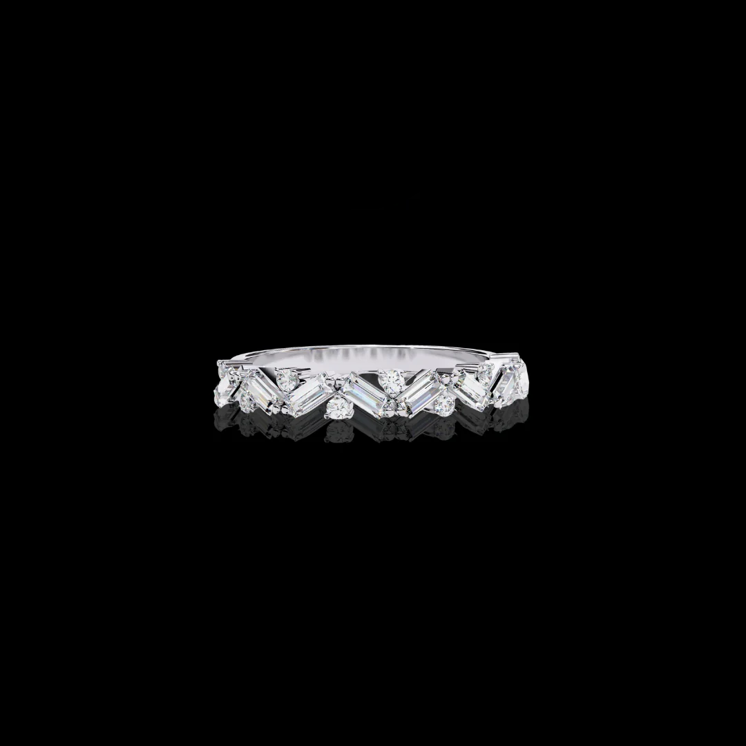 Moissanite Diamond Ring with Butterfly Wing Sparklers