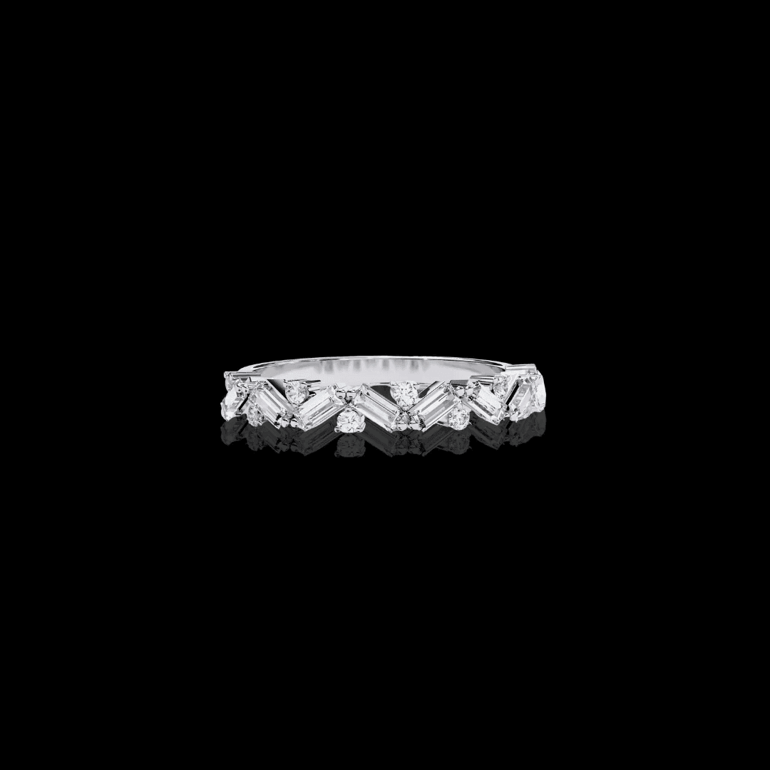 Moissanite Diamond Ring with Butterfly Wing Sparklers - Aventus