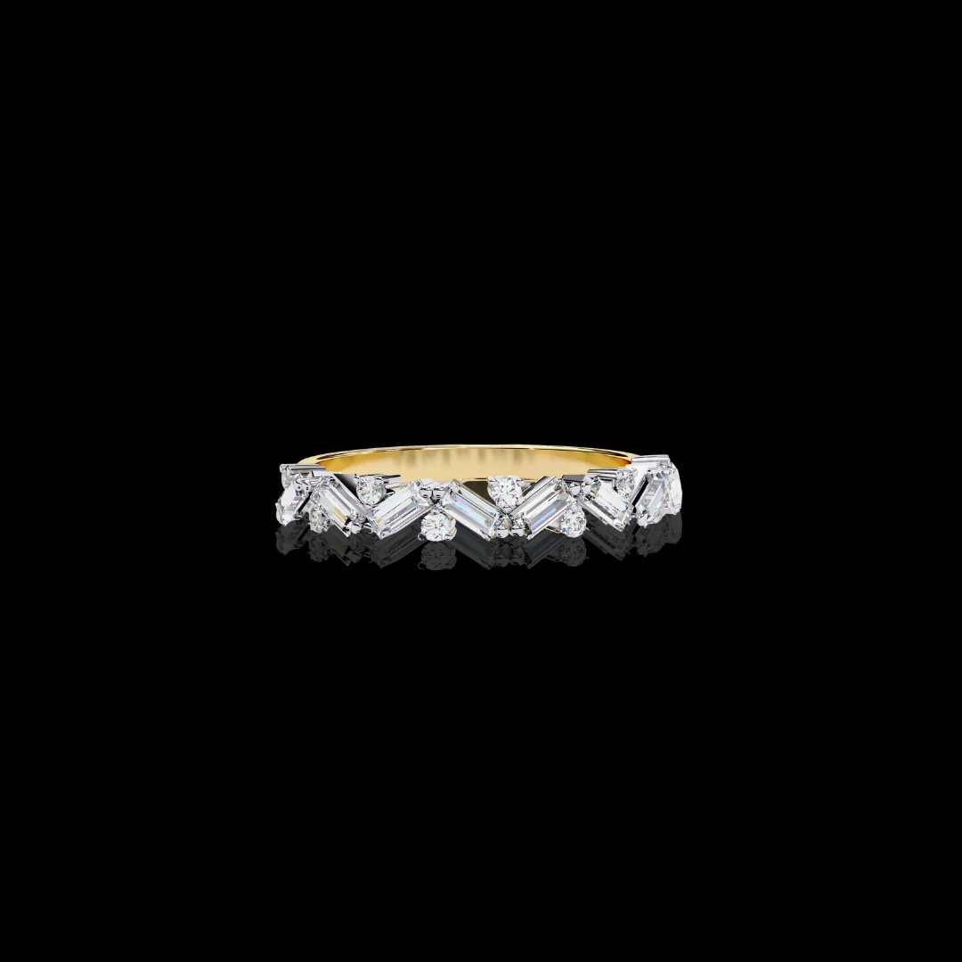 Moissanite Diamond Ring with Butterfly Wing Sparklers