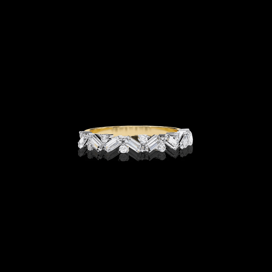 Moissanite Diamond Ring with Butterfly Wing Sparklers - Aventus