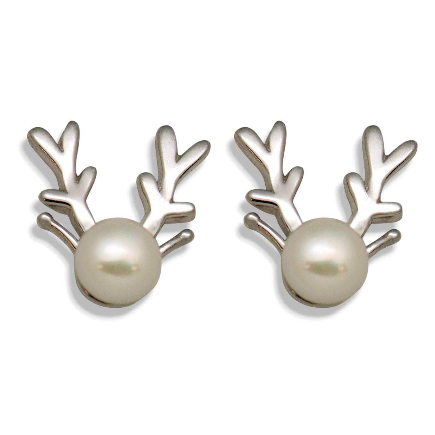Natural Pearl Little Dear Stud Earrings - Aventus
